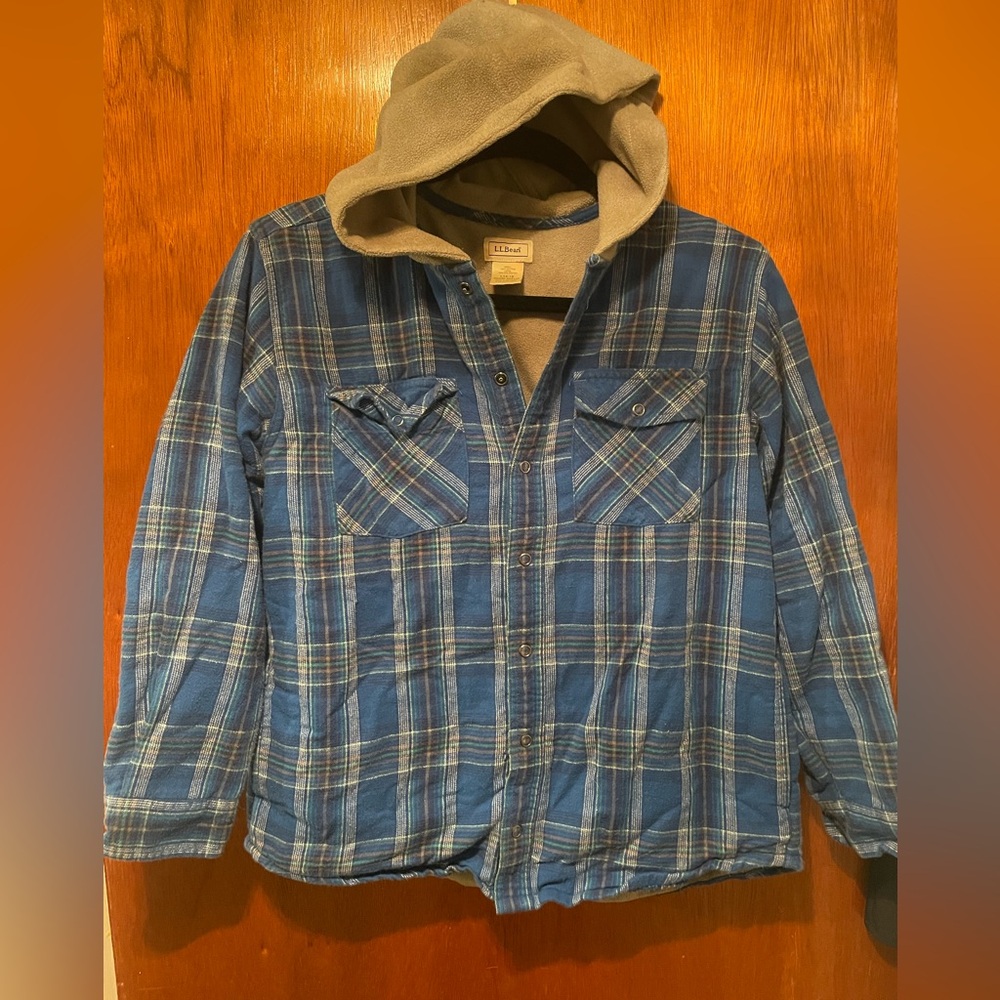 Kids ll bean fleece lined flannel shirt
